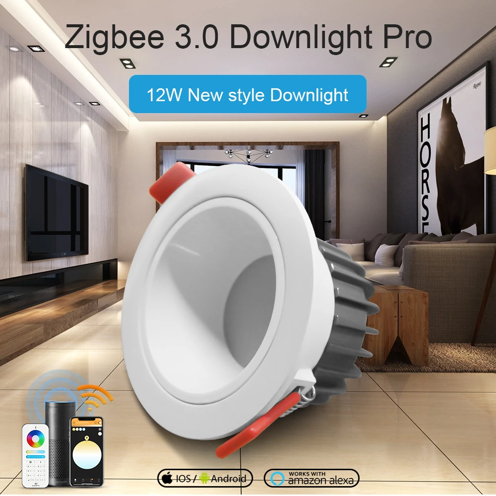 

GLEDOPTO Zigbee 3.0 Smart RGBCCT Recessed Downlight LED 12W Pro Dimmable Waterproof IP54 For Kitchen Bedroom Corridor Bathroom