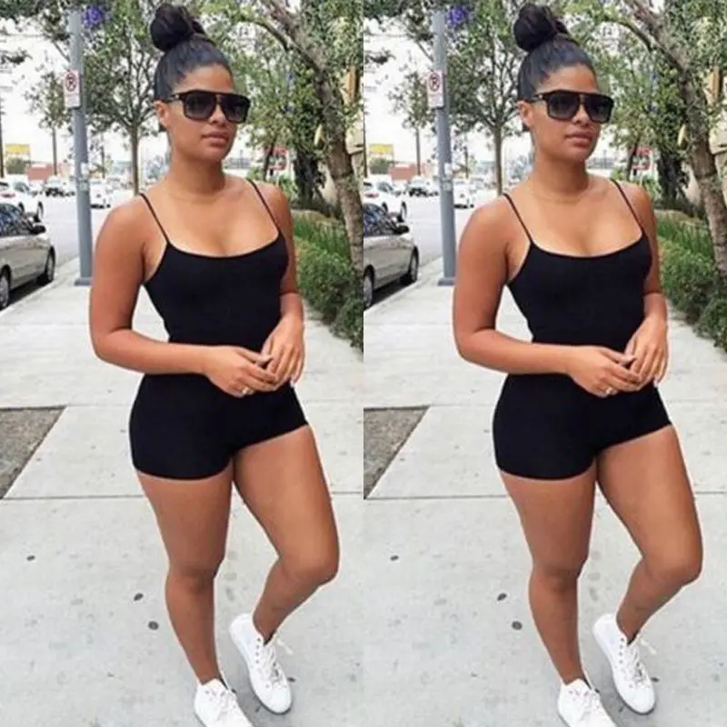 

Женский сексуальный Облегающий комбинезон, летний Однотонный женский Облегающий комбинезон без рукавов с низким вырезом, комбинезон, Клуб...