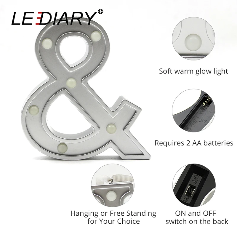 LEDIARY Алфавит праздничное освещение 26 букв украшение ночник Светодиодная