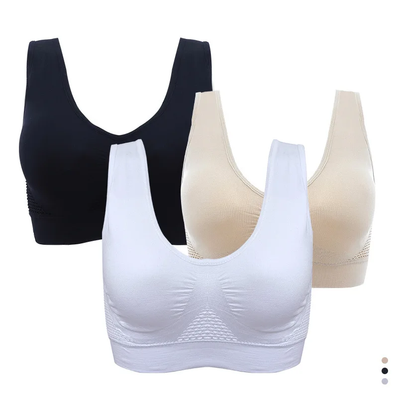 XL 2XL Mesh Sports Bra for Women Breathable Plus Size Yoga Wireless High Stretch Top Padded Fitness Workout | Спорт и развлечения
