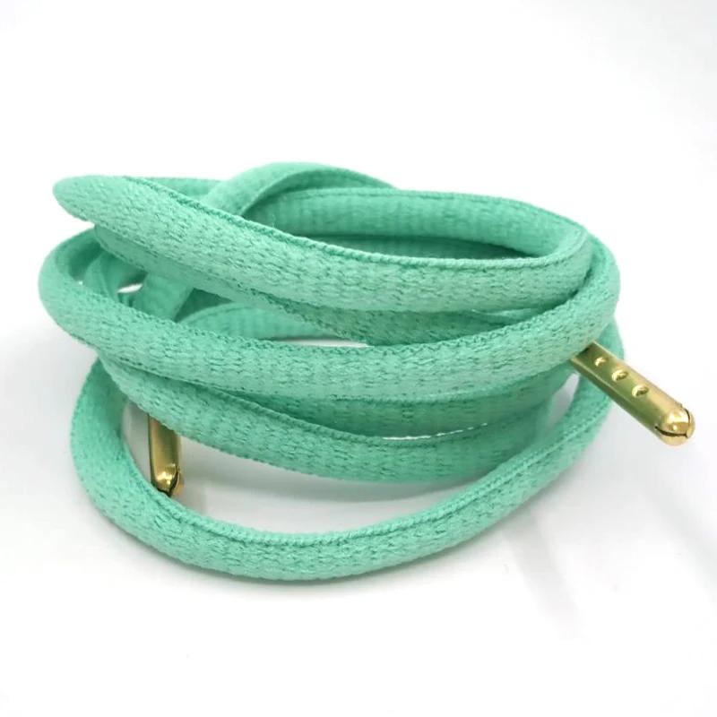 06 Mint Green Gold Аксессуары для обуви, шнурки для обуви, белые, круглые, мужские, плоские, замочки, Круглые, Сникеры, кружева, офсетные, кордон, 4 цвета, металлическая головка - Цвет: 06 Mint Green Gold