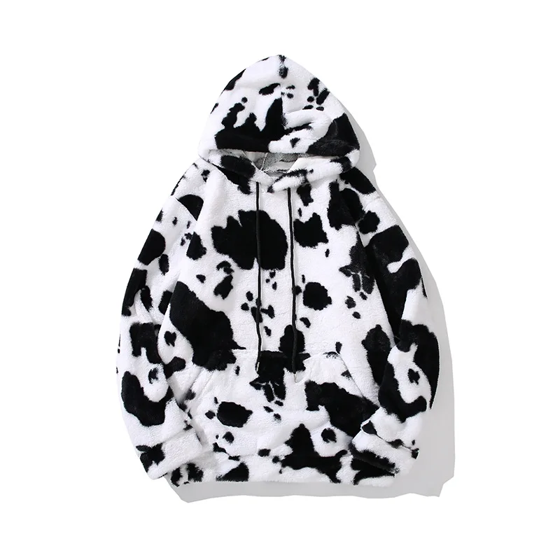 

Men Clothing 2021 Street Cow Full Print Long-sleeved Hooded Men's Sweatshirt Student Hoodie Couple Wear Top