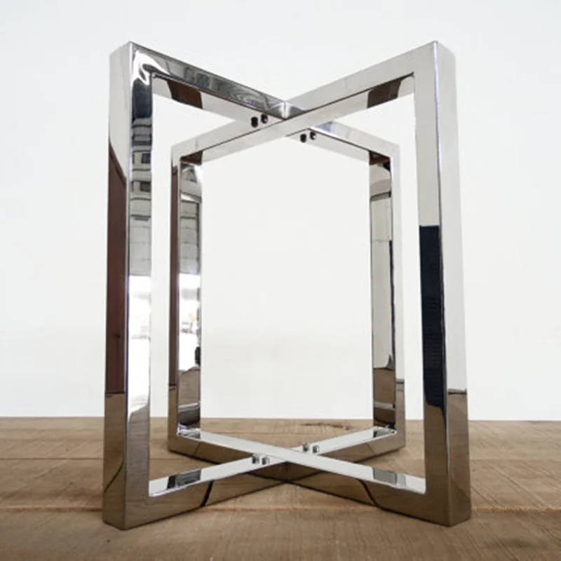 

Steel Mirror Square Table Legs Metal Chrome Dining Table Legs Electroplated Table Frame for Home Office