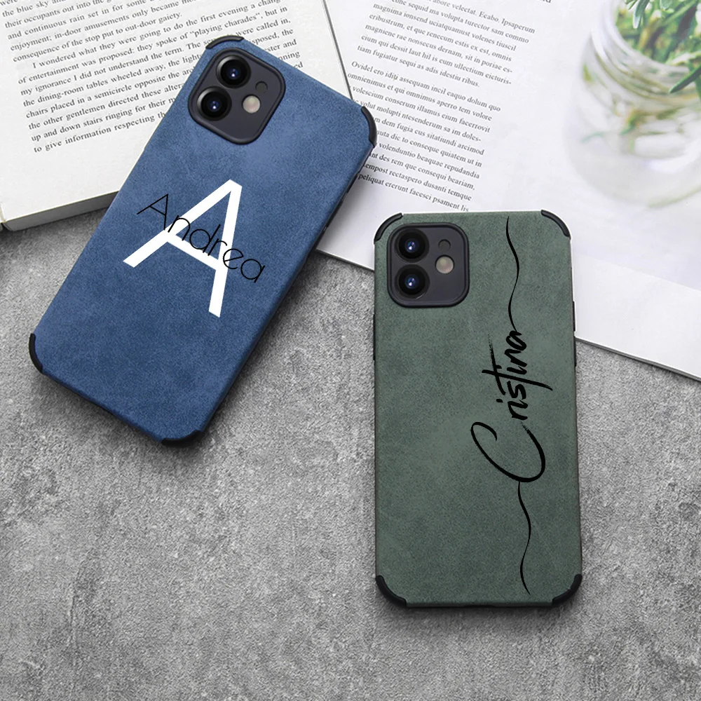 

Custom Name For iPhone 13 Pro Max Leather Phone Case 11 12 Mini 8 Plus Se 2020 Name Cover For Apple iPhone 13 Case 7 X XS XR