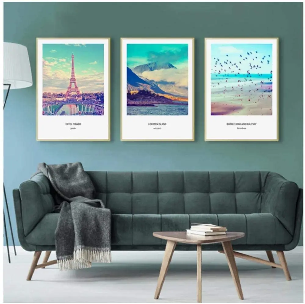 

Nordic Decor Home Landscape Wall Art Canvas Painting Eiffel Tower Posters Prints Wall Pictures for Living Room Decor Unframed