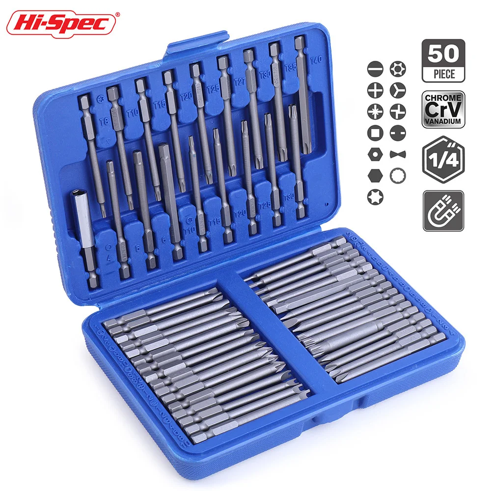 

Hi-Spec 75mm Screwdriver Bit Set Extra Long Torque Screwdriver Set for Electric Drill Metric Y Triangle T Multi Screwdriver Set