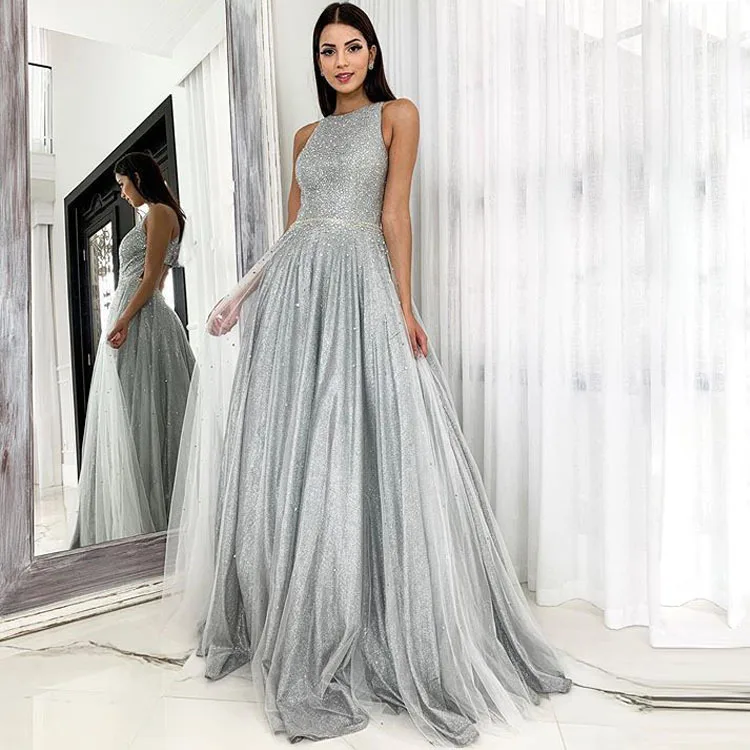 Горячий стиль Круглый воротник без рукавов платье Wave Point | Женская одежда