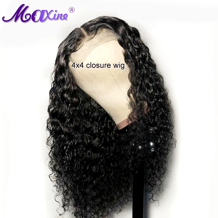 4x4 парик с закрытием шнурка бесклеевые вьющиеся человеческие волосы парики для