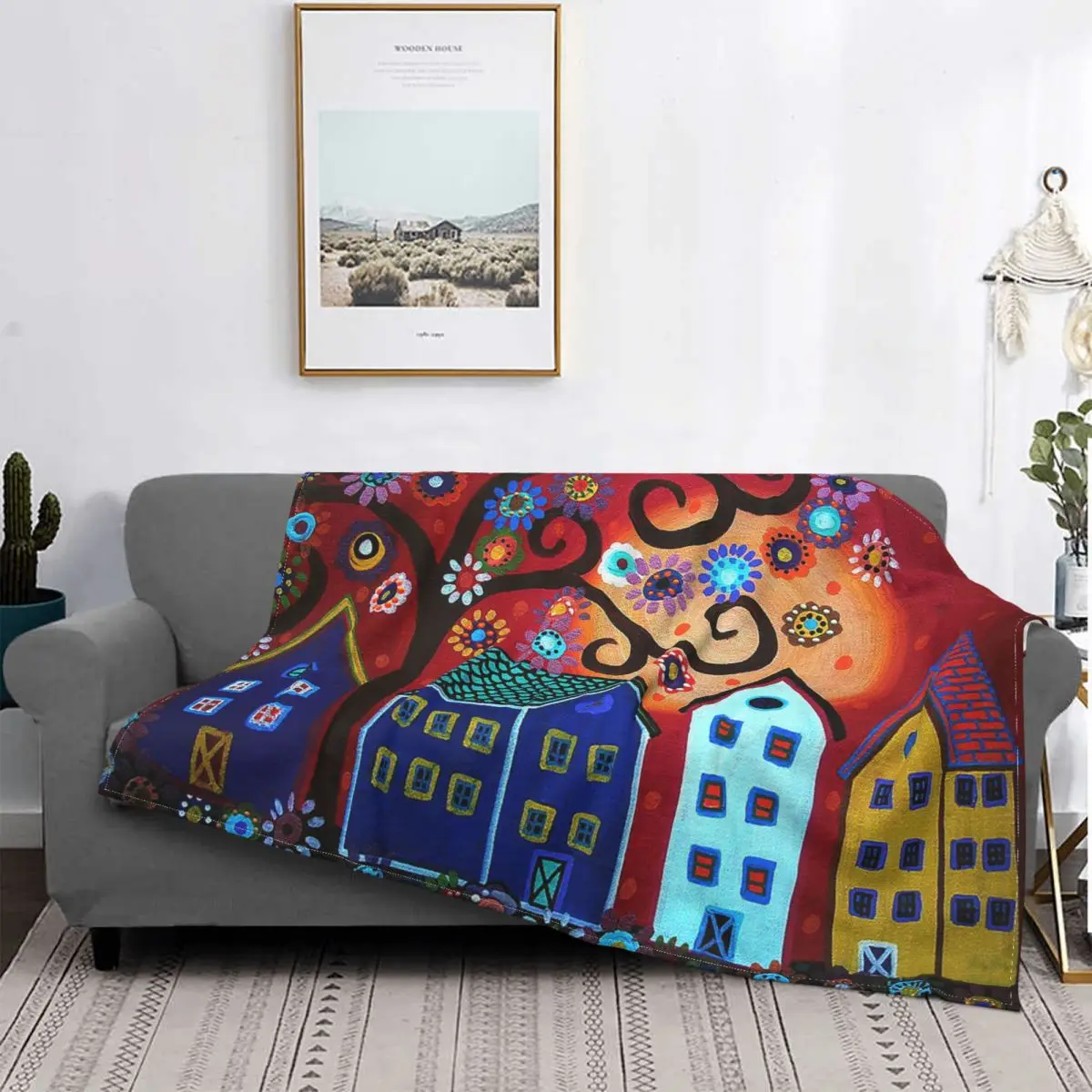 Karla Gerard Colorful House Blanket Flannel Printed Christmas Lightweight Thin Throw Blankets for Bedding Bedroom Quilt | Дом и сад