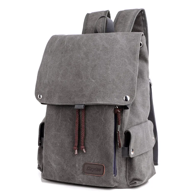 Винтажный холщовый мужской рюкзак, школьный ранец, вместительные дорожные сумки для ноутбука