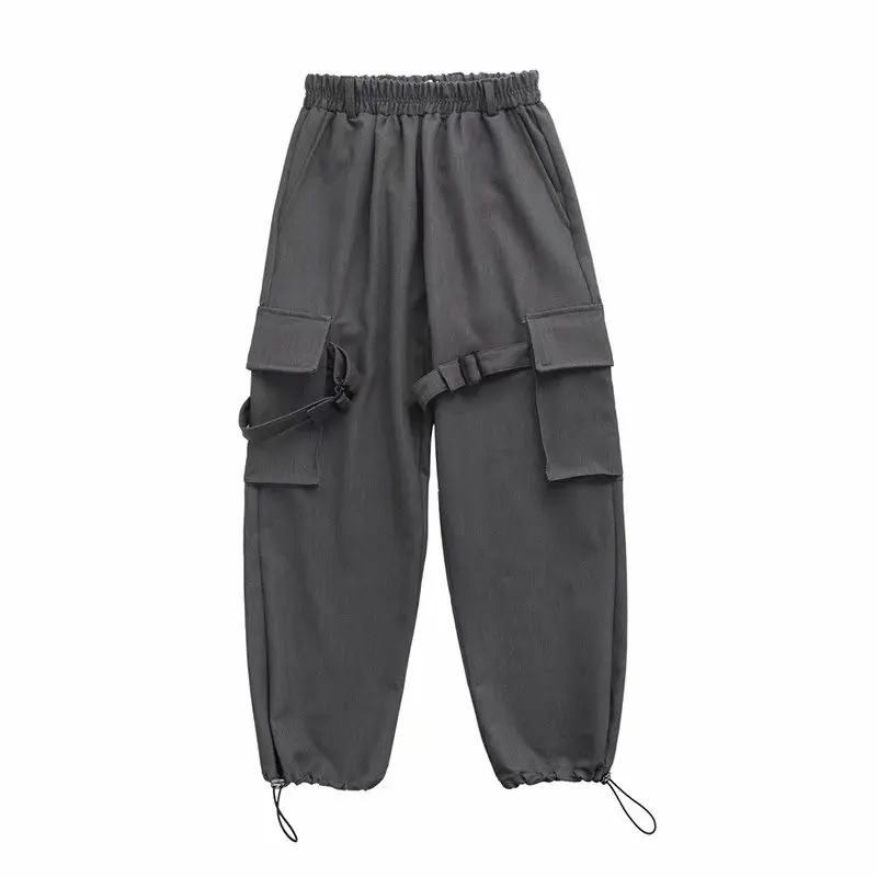 

Men Hip Hop Belt Cargo Pants 2020 Man Patchwork Overalls Japanese Streetwear Joggers Pants Men Designer Harem Pants