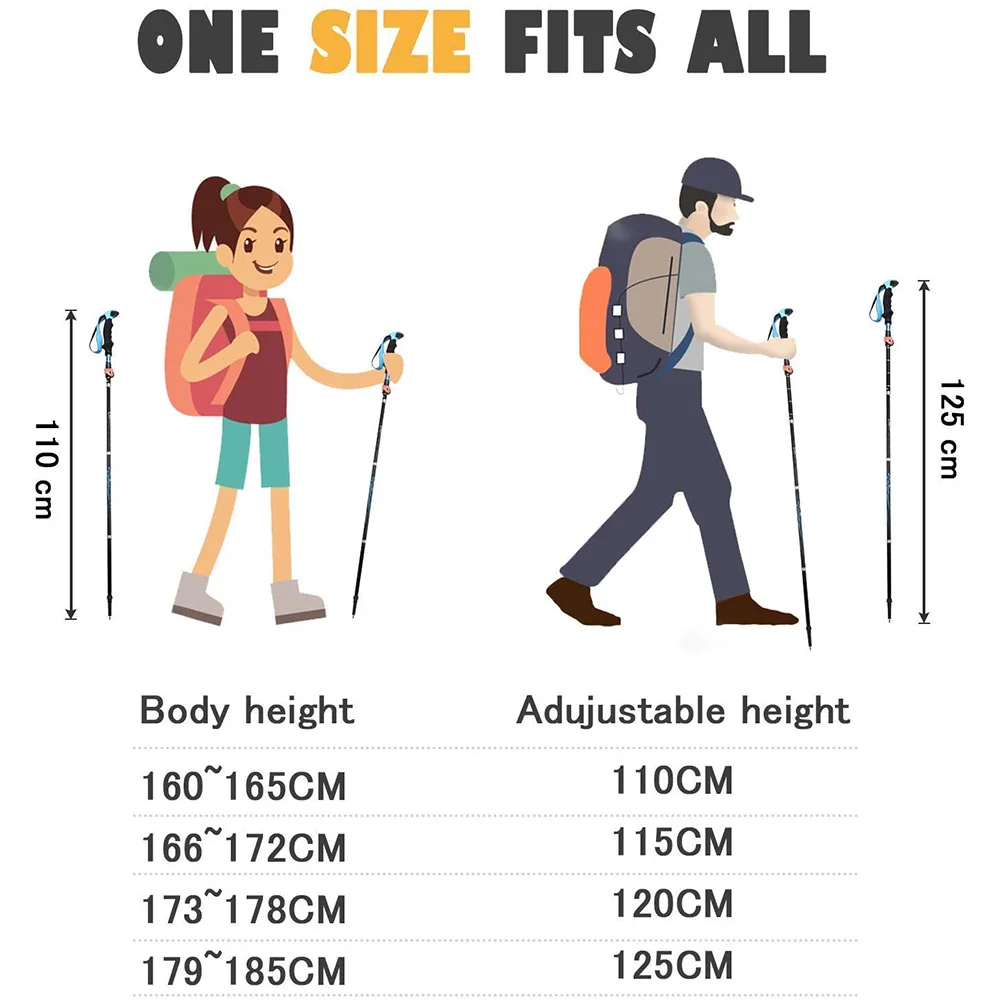 ONLIVING 2Pcs Outdoor Trekking Poles Ultralight Adjustable Hiking Walking Stick Telescopic Anti Shock Non-slip Crutches Travel