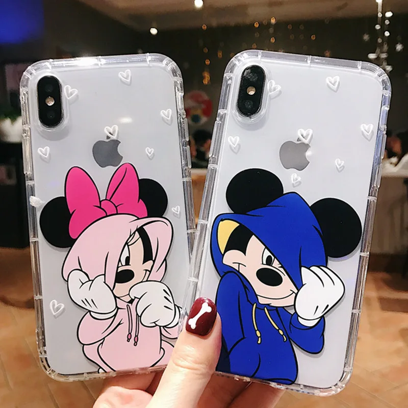 Милый чехол для телефона с мультяшными животными iPhone 11Pro X XR XS MAX Прозрачный мягкий