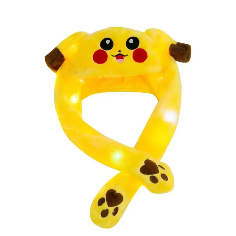 Illuminate Yellow Funny Hat Baby Kids Lighting Hat Cute Rabbit Ears Plush Ears Can Move Cap Children Shine Winter Warm Party Hat - Цвет: Illuminate Yellow