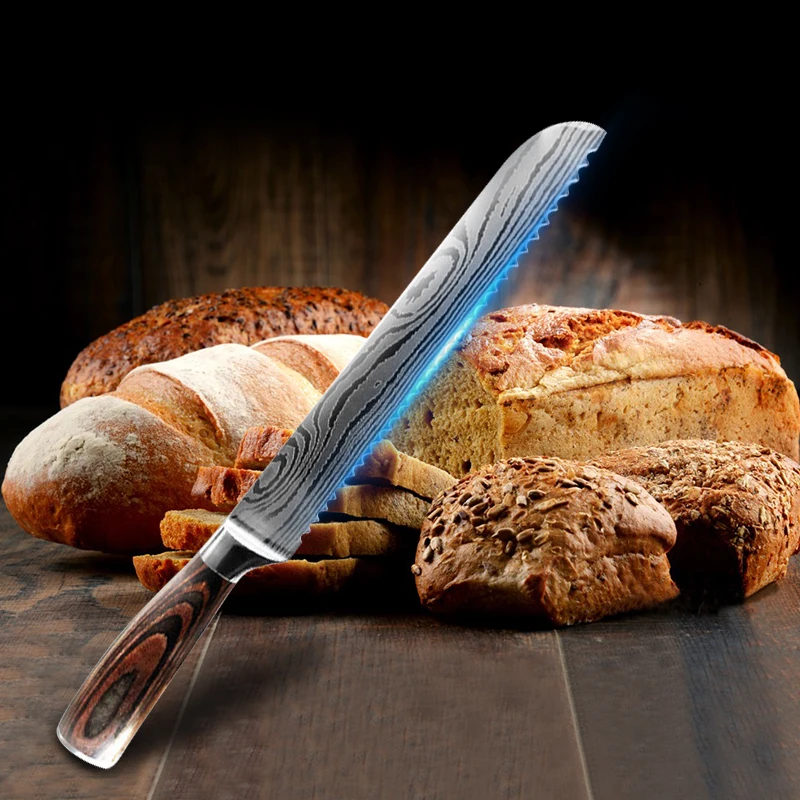 Набор кухонных ножей из дамасской стали 440C японские шеф повары сантоку мясные