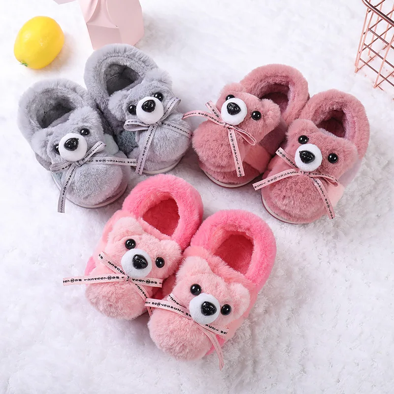 Детская Хлопковая обувь детские домашние тапочки для мальчиков и девочек милая