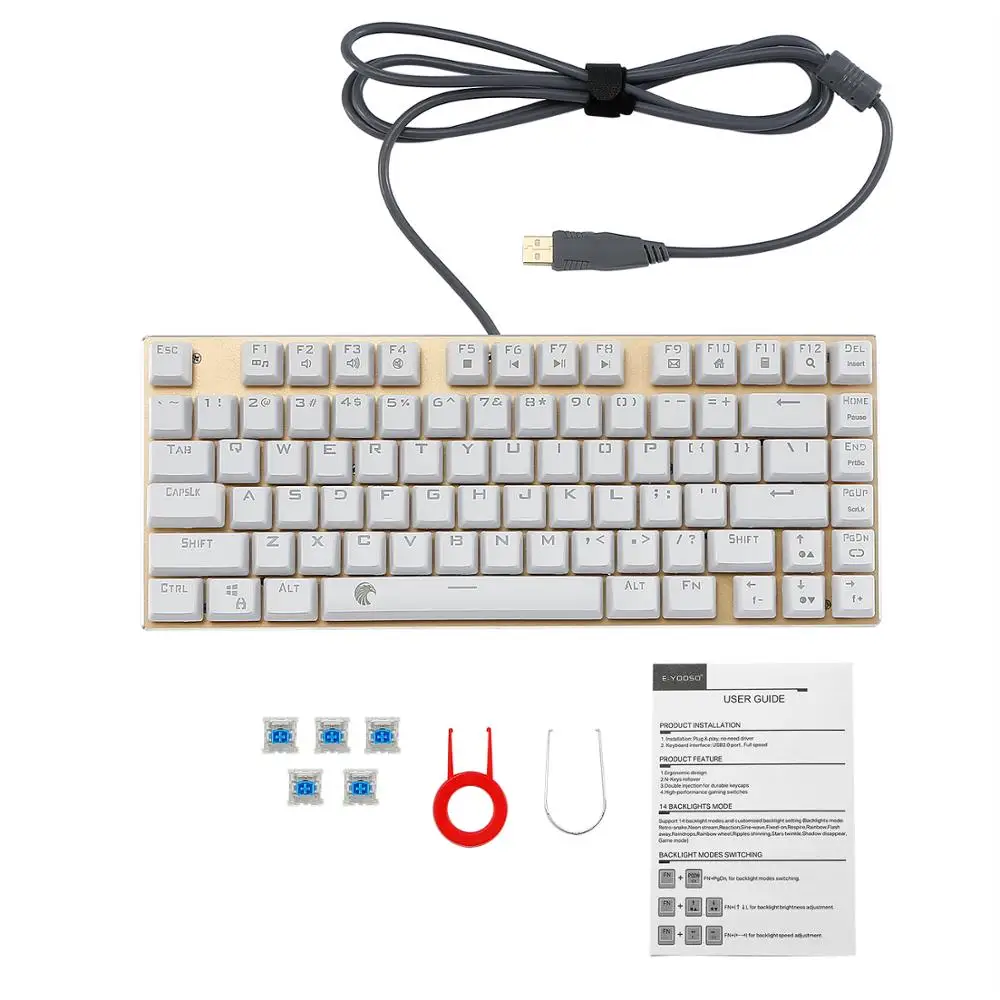 E-Element механическая клавиатура с RGB подсветкой 81 клавиша защита от призрака синие