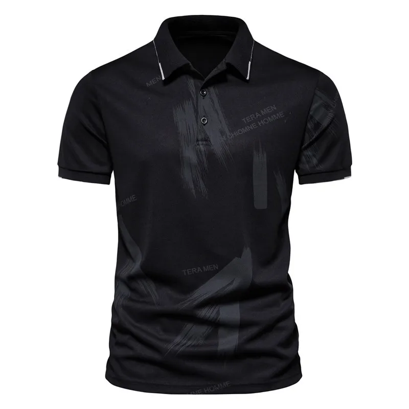 

Mens Oversized Black Polo Shirts 2021 Summer New Fashion Male Letter Striped Short Sleeve Polo Shirt Man Tops Polos Para Hombre