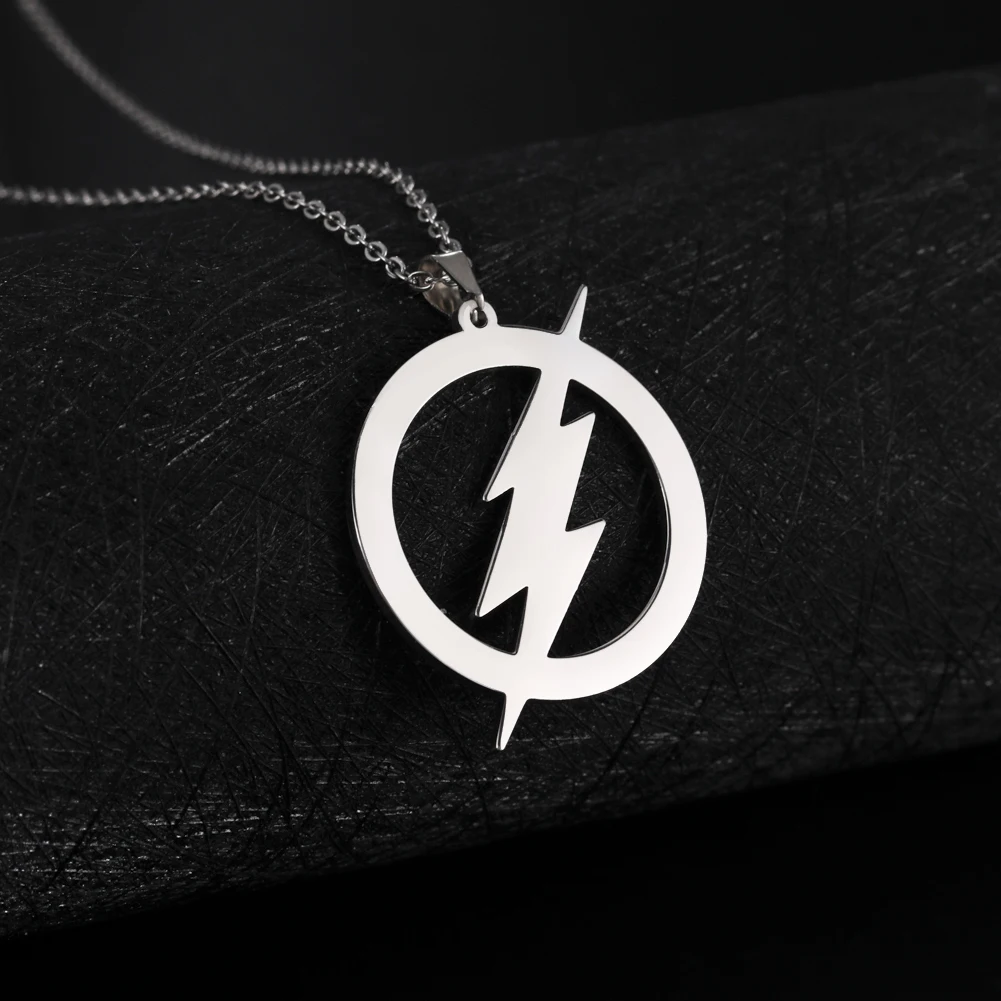 

My Shape Punk Gothic Round Lightning Pendant Necklace for Women Men Stainless Steel Necklaces Choker Fashion Party Jewelry Gift