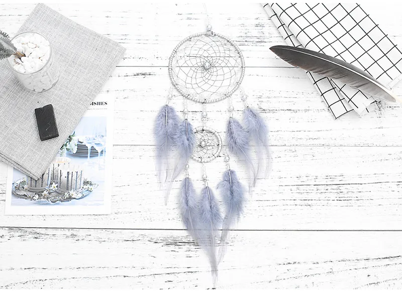 

Wind Chimes Handmade Indian girl present Dream Catcher Net With Feathers Wall Hanging Dream catcher Craft Gift Home Decoration