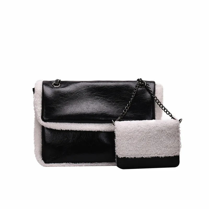 

Зимняя большая женская сумка, новинка 2020, Повседневная Ретро сумка Maomaozi для мам, текстурная сумка через плечо с цепочкой, женская сумка