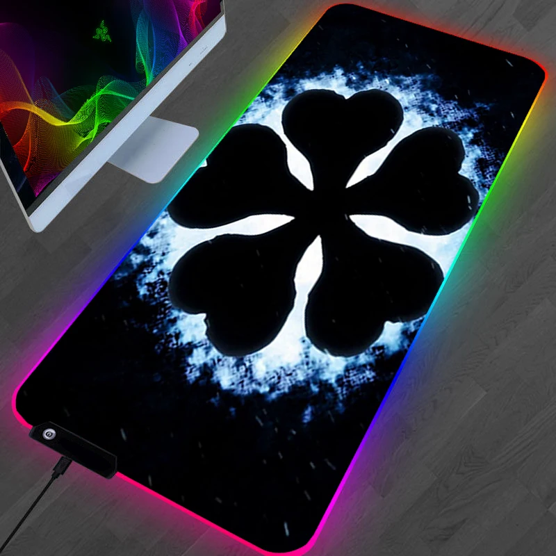 

Rgb Black Clover Extended Pad Mouse Xl Gamer Desk Mousepad Pads Big Deskmat Backlit Keyboard Rug Company Mats Gaming Kit Carpets