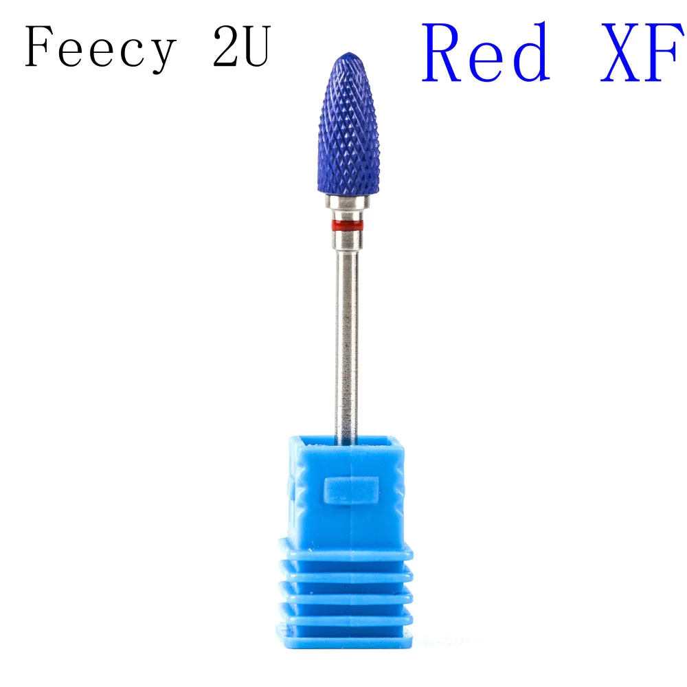 Feecy 2U Red XF Фрезерные керамические фрезы для ногтей, фрезы для маникюра, аксессуары для маникюрных станков, вращающиеся электрические пилки для ногтей, инструменты для дизайна ногтей - Цвет: Feecy 2U Red XF