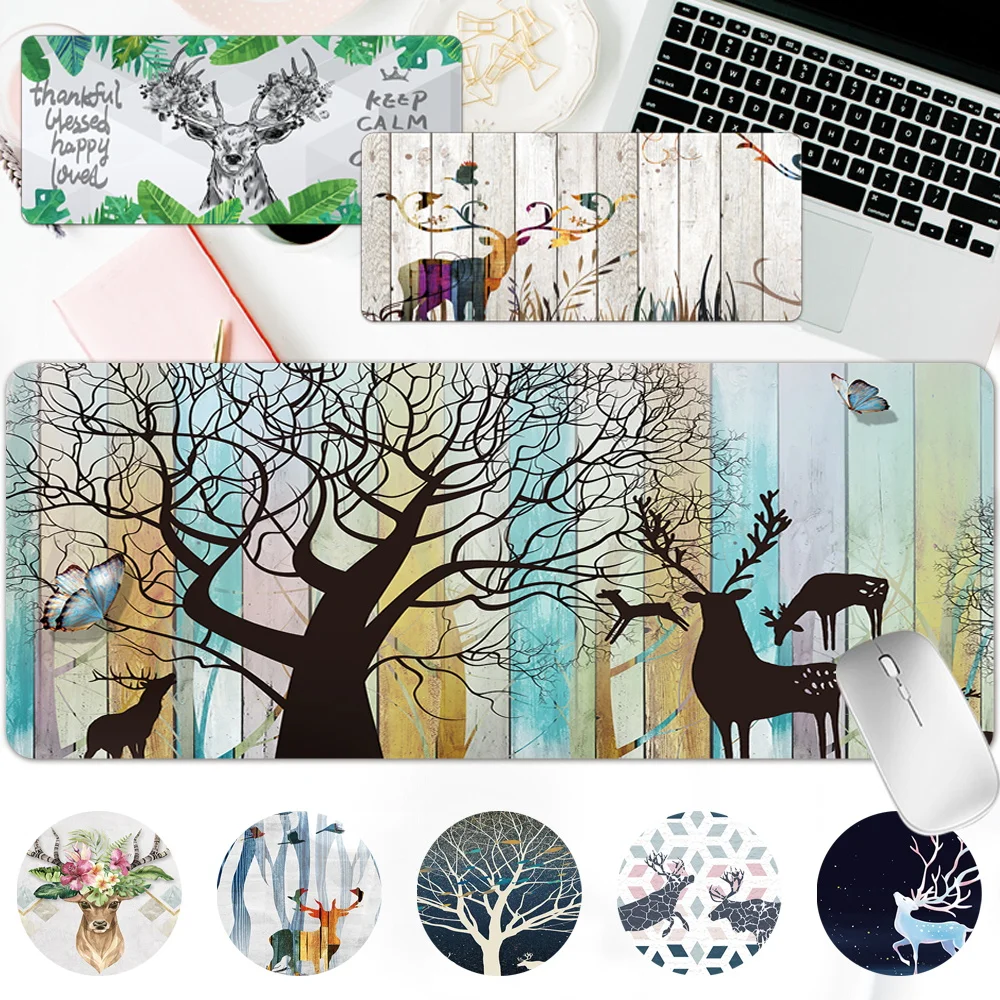 

Large Mouse Pad Non-slip Office Computer Desk Mat Deer Pattern Gaming Mousepad Soft PU Leather Portable Table Keyboard Mouse Pad