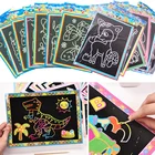 Волшебный Цвет Радуга царапины Искусство Набор бумажных карт с рисунком палочки DIY живопись граффити обучающие игрушки для детей