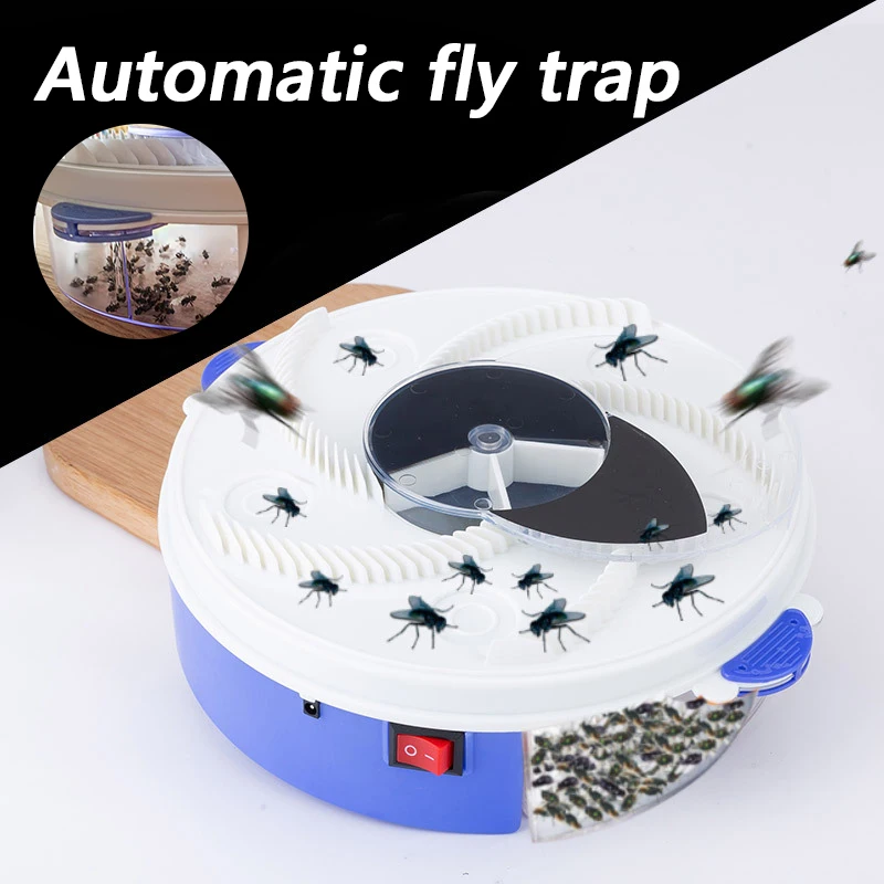 Trampa de moscas el&eacute;ctrica para el hogar, atrapamoscas autom&aacute;tico efectivo, Control de artefactos de captura de insectos, repelente de mosquitos, herramienta mata moscas voladoras-0