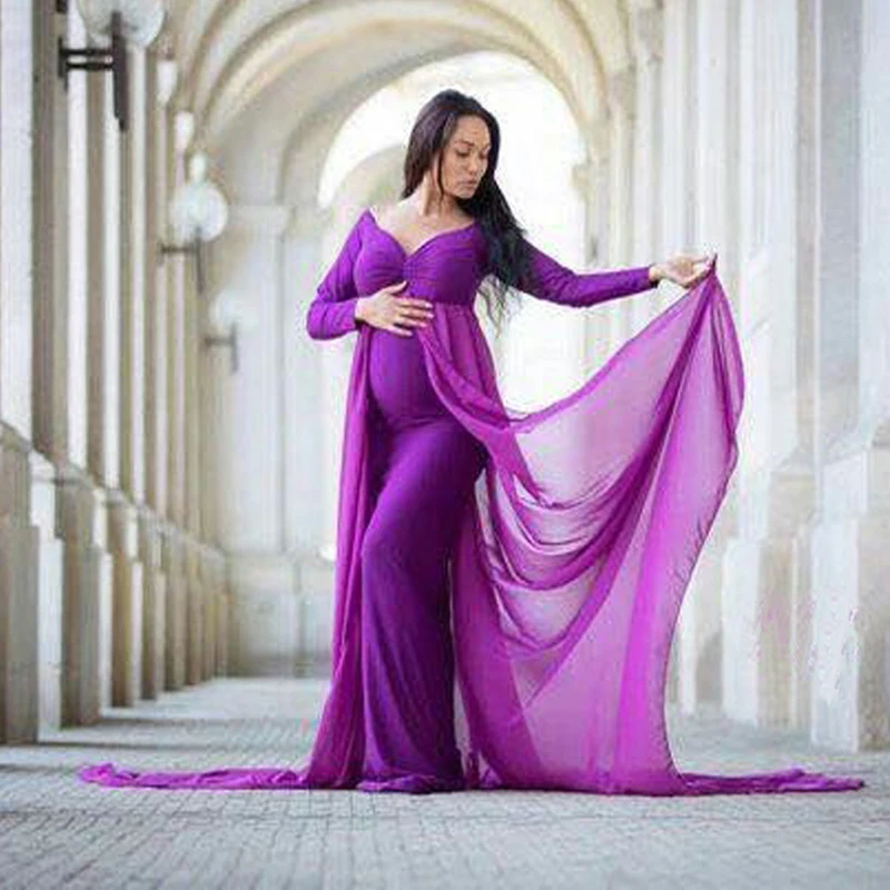 

Maternity Photography Dress For Photo Shoot Maternity Long Sleeve Lace Maxi Gown Dresses Pregnant Women Photography Prop