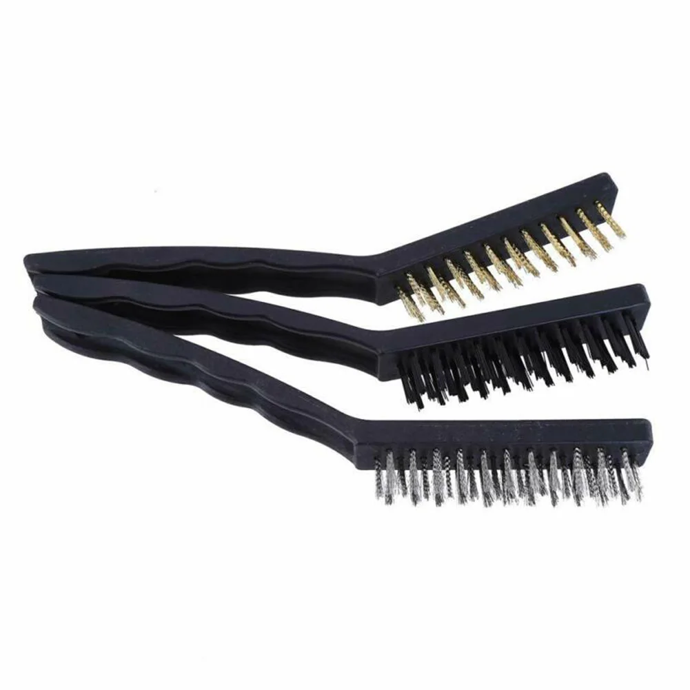 

3pcs/Set 9'' Wire Nylon Brush Set Steel Copper Nylon For Cleaning Metal Rust Removal Copper Wire Brushes