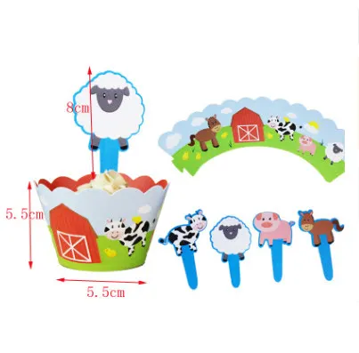 24 шт./компл. украшения для торта с изображением животных из мультфильмов Детские