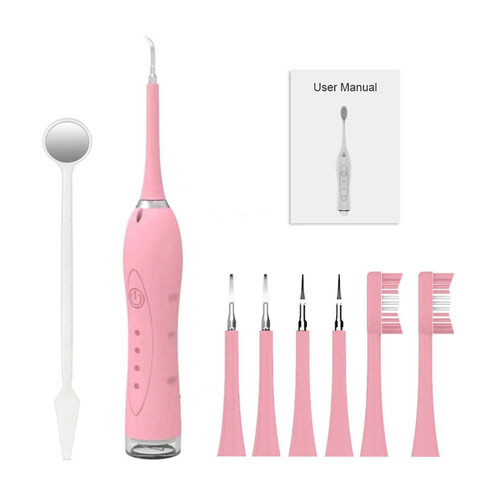 

3 Modes Portable Sonic Dental Scaler Electric Toothbrush Tooth Calculus Remover Whiten Tooth Stains Tartar Cleaner 6 Brush Heads