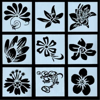 9pc stencil flowers painting template diy scrapbooking coloring photo album embossing decoration reusable office school supplies
