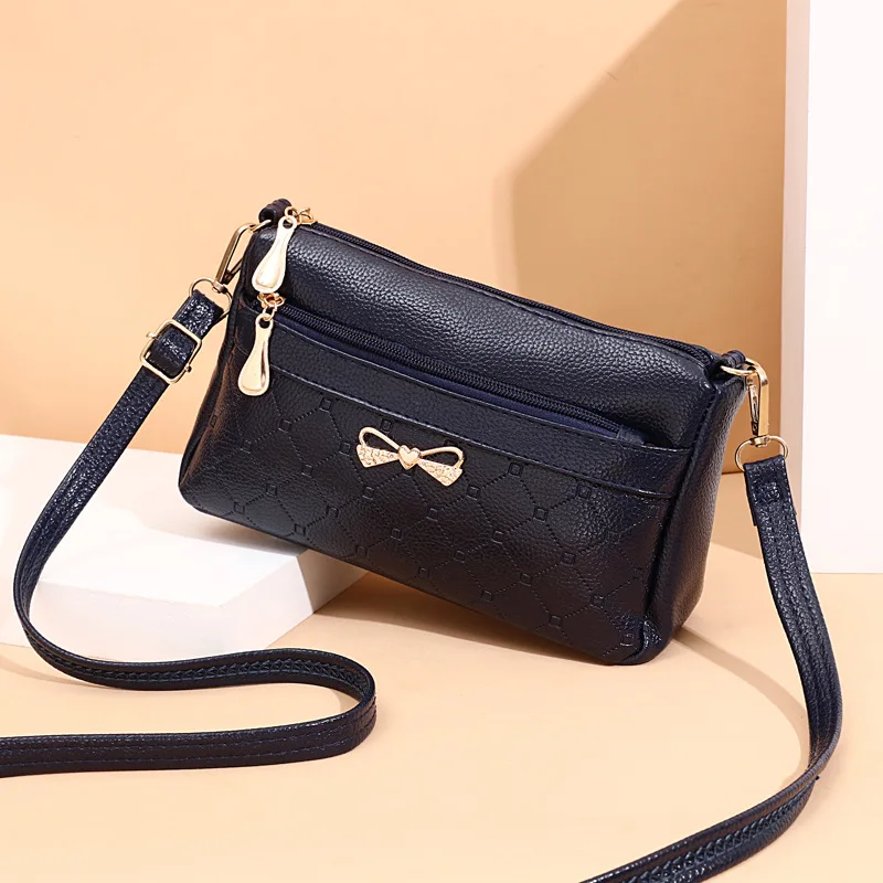 

aliwood New Leather Shoulder Bag Casual Solid Crossbody Bags for Women With Bow Soft Purses and Multifunction Handbags Cartera