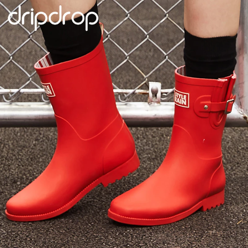 DRIPDROP Резиновые сапоги для женщин Женские резиновые до середины икры