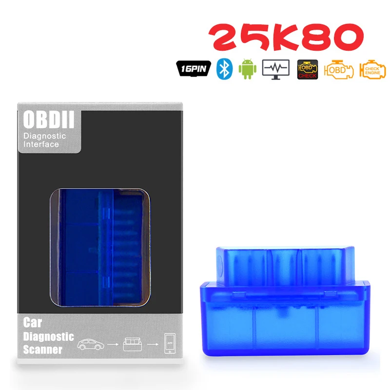 Мини-сканер ELM327 V1.5 PIC18F25K80 OBD2 Bluetooth ELM 327 в 1 5 диагностический сканер OBD 2 OBDII
