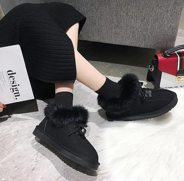 Snow boots women 2019 new winter wild plus velvet warm students fashion thick bottom non-slip bread cotton shoes | Обувь