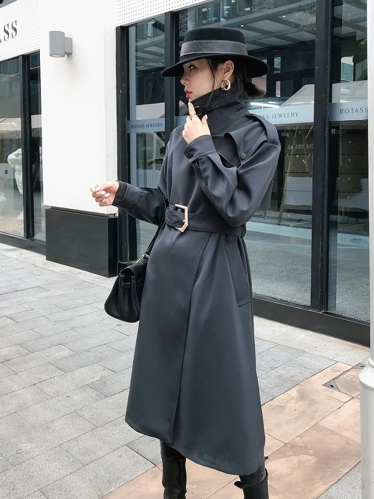 

Windbreaker coat loose Korean version autumn winter 2021 small man medium long British coat women's European goods