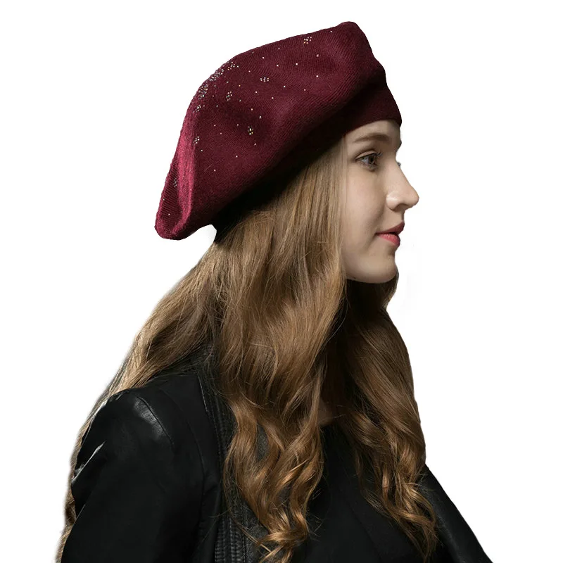 

Winter Warm faux Wool Beret Women Girls French Artist Beanie Hat Quality Female Vogue Knitted Hats For Girls Cap hat winter