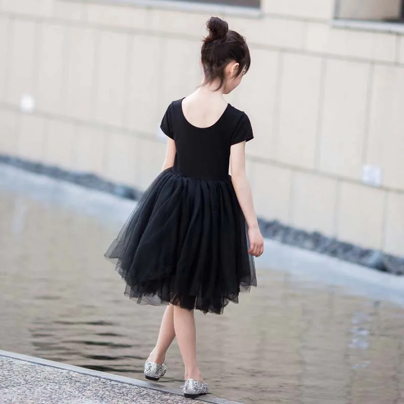 Black Summer Girls Dress 2020 New Kids Ballet Tulle Princess Party Frocks Elegant Children Clothing For 4 6 8 10 12 14 Yrs | Детская