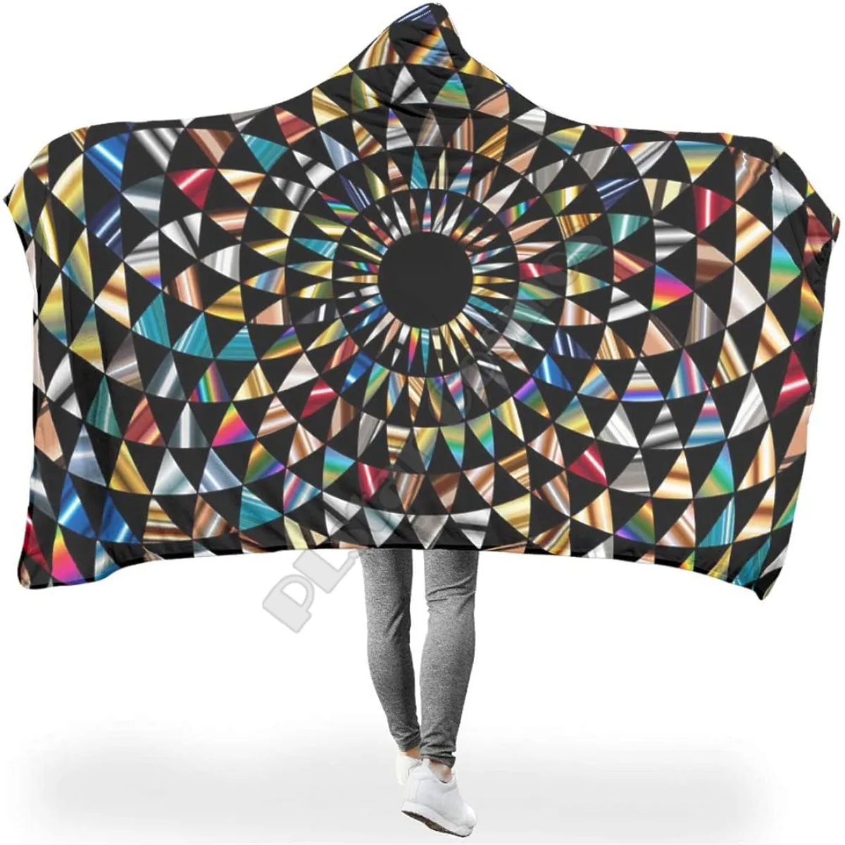 

Psychedelic Vortex Hooded Blanket Adult colorful child Sherpa Fleece Wearable Blanket Microfiber Bedding Drop Shipping 12