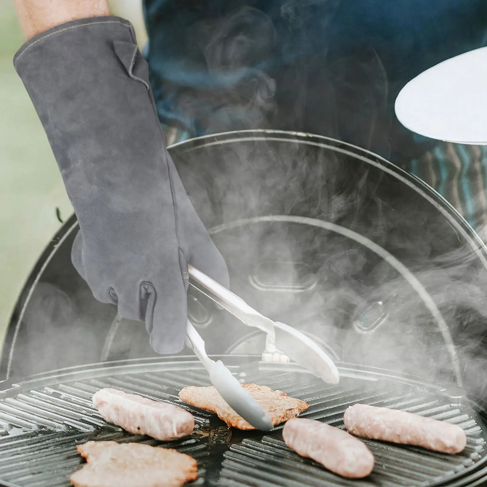 

Barbecue Gloves Kitchen Heat-Resistant Baking Insulation Gloves Household Multifunctional Anti-Scalding Cowhide Cooking Gloves