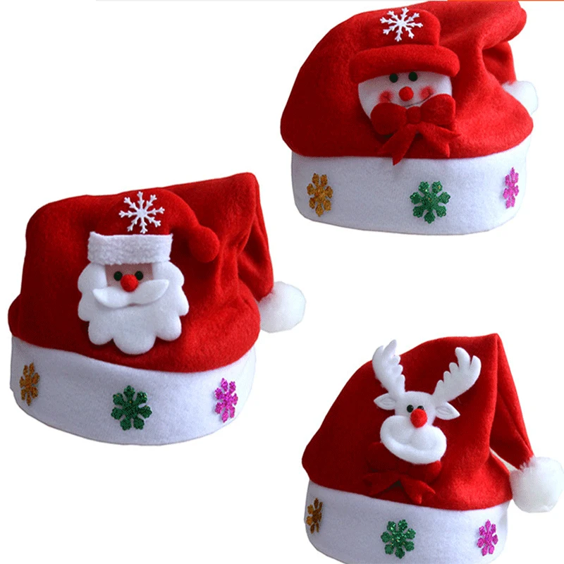 

Children's Luminous Santa Claus Hats with Christmas Decals Stylish Christmas Hats for Boys Girls Christmas Party Dropshipping