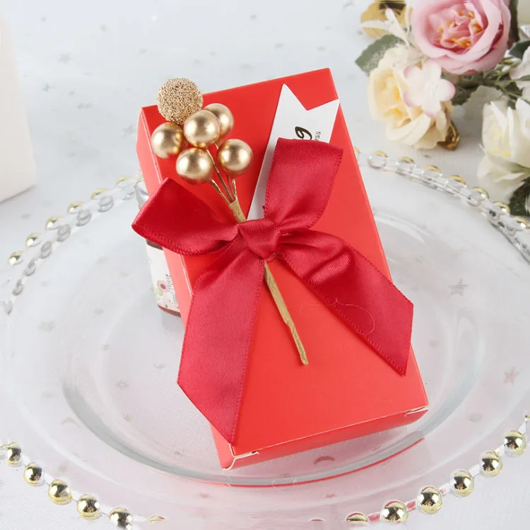 Red with red Роскошная золотая бумага коробка конфет на свадьбу маленький шоколадный подарок коробки и упаковки с золотой бобы ленты Декор - Цвет: Red with red