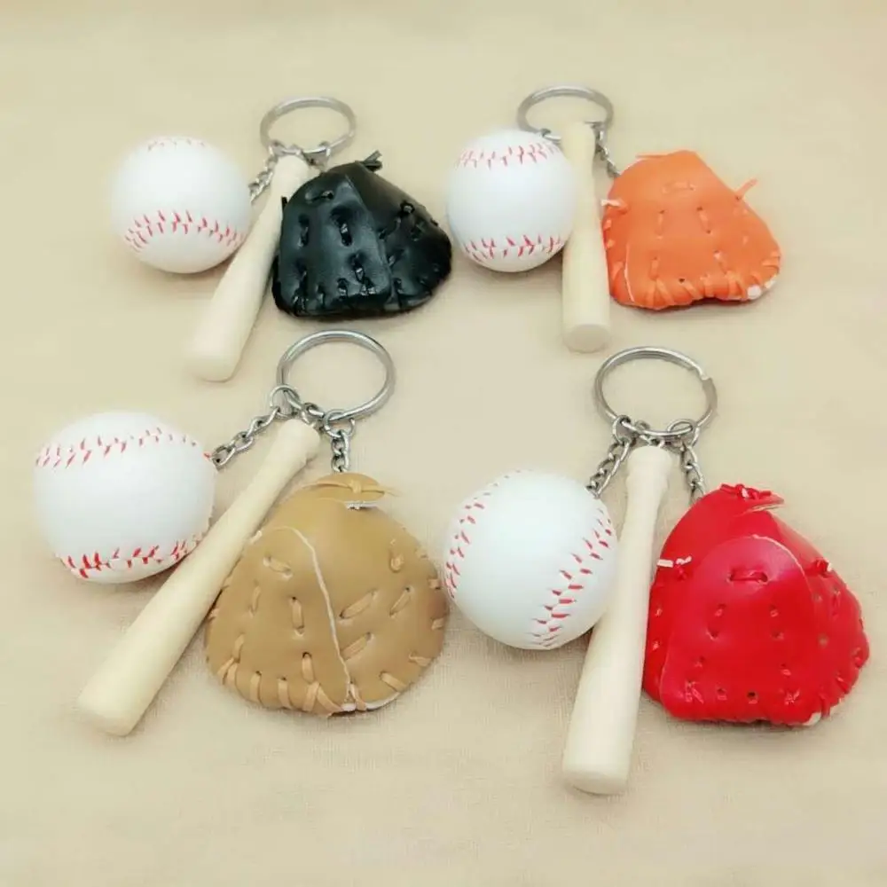 

3pcs Baseball Keychain Key Ring Baseball Fans Supplies Gifts Key Pendant Sports Souvenirs Sports Memento Wooden Bat Memorabilia