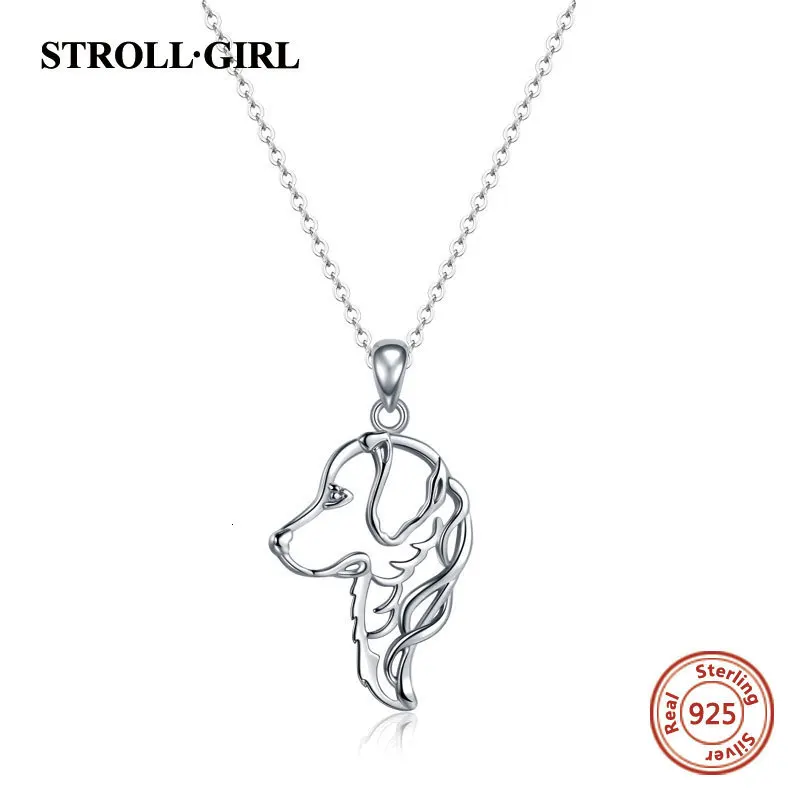 Strollgirl 925 пробы серебро собака животное кулон золотой Ritriever ожерелья подарок для