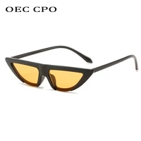 oec cpo vintage cat eye sunglasses women retro flat top sun glasses female hot shades triangle personality eyeglasses uv400