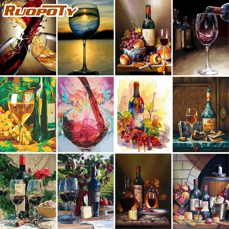Набор для рисования по номерам RUOPOTY 60x75 см краска сделай сам фрукты вина